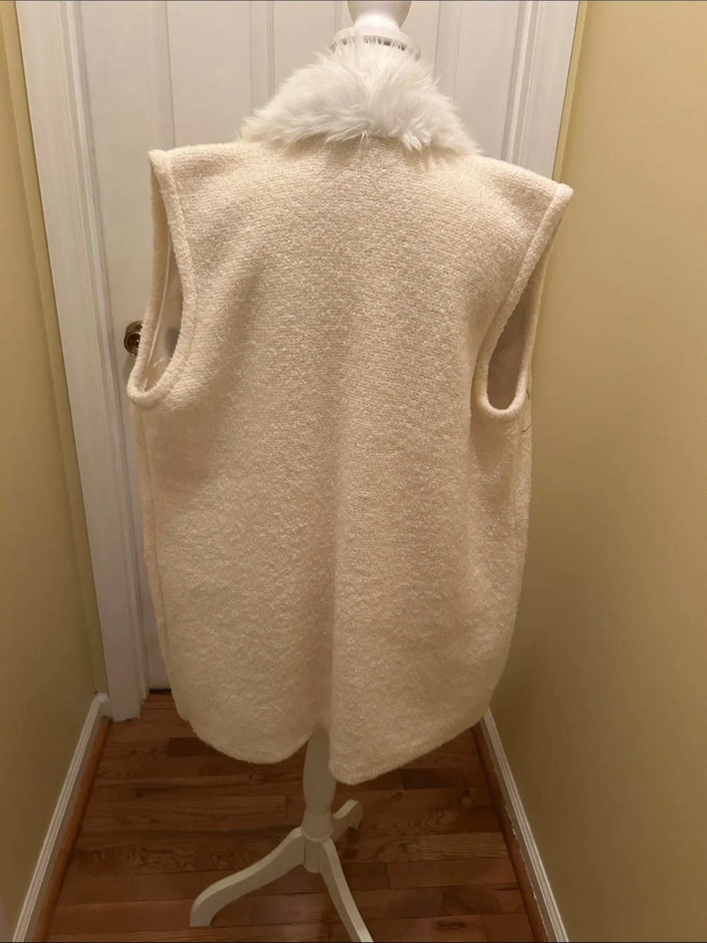 Chico's Ivory Faux Fur Trim Embellished Vest - Picture 5 of 5